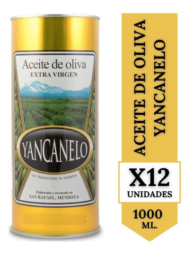 Aceite Oliva Yancanelo Extra Virgen Caja X 12 X 1 Litro --