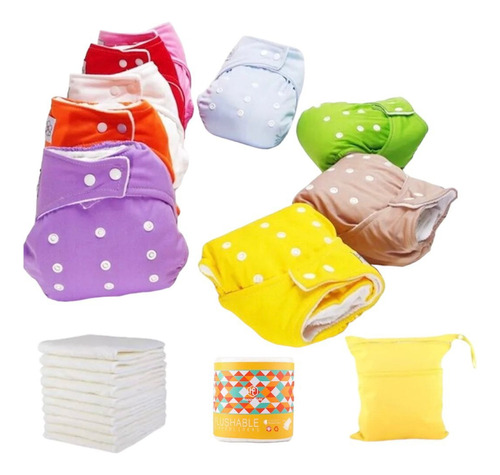 Pañales Ecologicos Paq Completo 20 + Wet Bag + Rollo Bambu