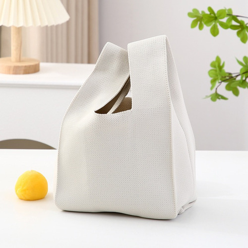 Bolsa De Compras Bordada De Color Sólido De Gran Capacidad