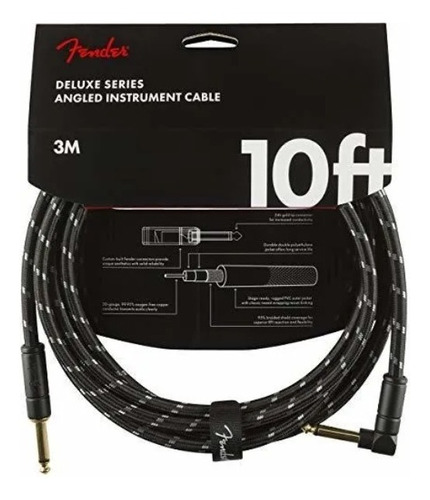 Cable De Instrumento En Angulo Fender Deluxe Negro 10 Ft 3 M