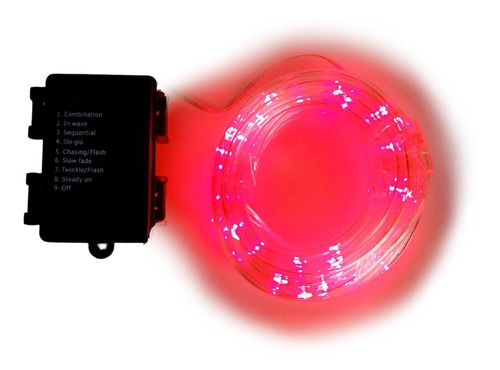 Luces Manguera Led Roja 5 Mts Interior Pilas Silicona Bz3