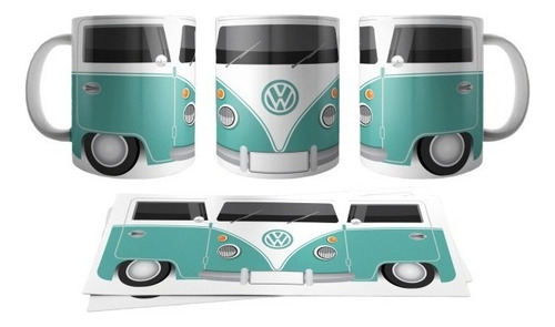 Taza Ceramica Combi Vw Verde Volkswagen Calidad Importada