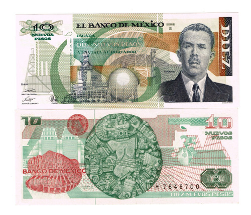 Billete De $10 Nuevos Pesos Lázaro C Nuevo Sin Circular 1992