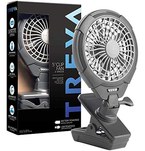 Treva 5 Pulgadas Alimentado Por Batería Clip Fan - Slim Y Po