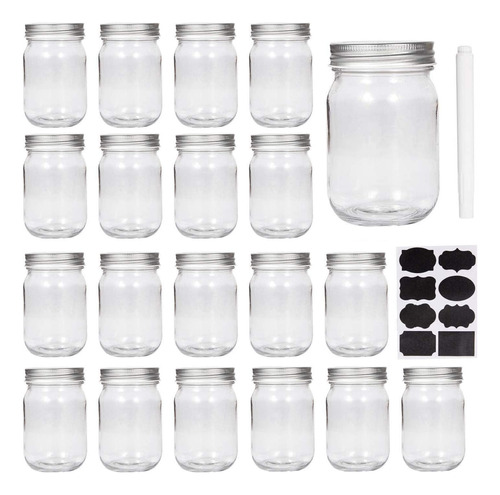 Accguan Mason Jars, Tarros De Cristal Con Tapas De 12 Oz, Ta