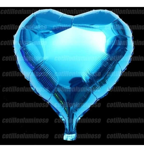 10 Globos Metalizados Corazon Azul 18 Pulgadas O 45cm