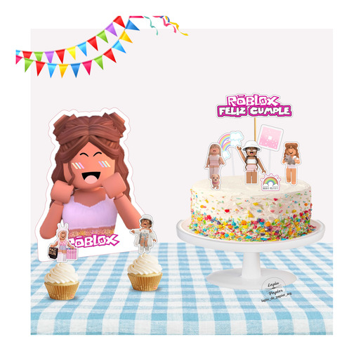 Adorno Torta Cake Topper Cumpleaños Deco Mes Roblox Nena Op3