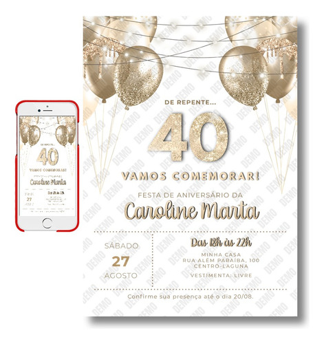 Convite Digital Aniversário Adulto