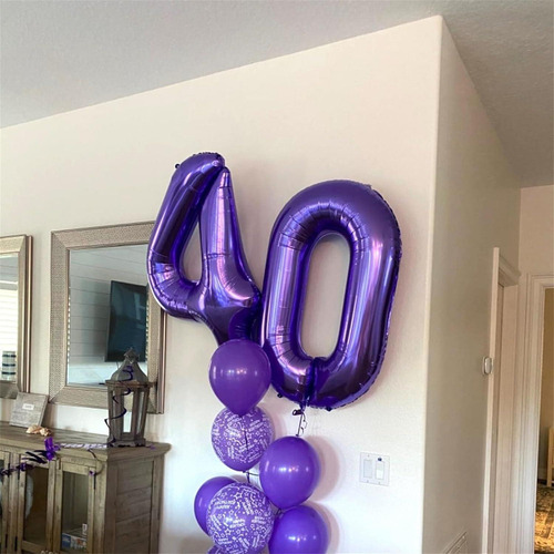 Globo Número 8 Morado 101,6 Cm Autoinflable Para Fiestas