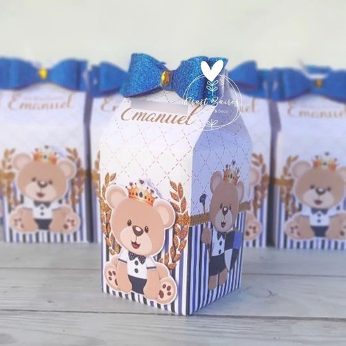 10 Cajas Golosineras Milk Box Osito Principe Azul Craftbaire