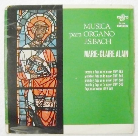 Música P/ Órgano J.s. Bach Marie-claire Ala N 1 Disco Lp