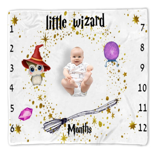 Qicaiyun Little Wizard Baby Milestone Blanket Manta Mágica P