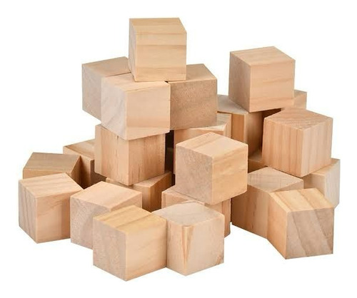 25 Cubos 2.5cm De Madera Naturales Manualidades Didácticos