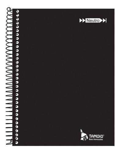 Caderno Espiral 1/4 Capa Dura Neutro Preto 200f Sem Pauta