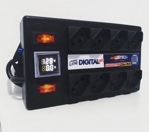 Filtro De Linha Profissional Dps 8 Tomadas Digital Branco Cor Preto