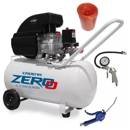 Compresor De Aire 50 Litros Cadena Zero 2.5 Hp + Kit Aire