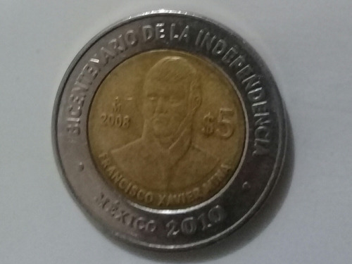 Moneda Francisco Xavier Mina Conmemorativa Independ. Méx. $5