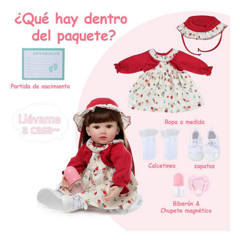 Muñeca De Bebé Reborn Bebé Niña De Silicona Y Algodón 55cm