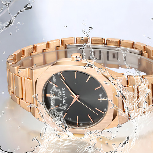 Reloj Pintime D1 simple de cuarzo inoxidable, correa de color plateado