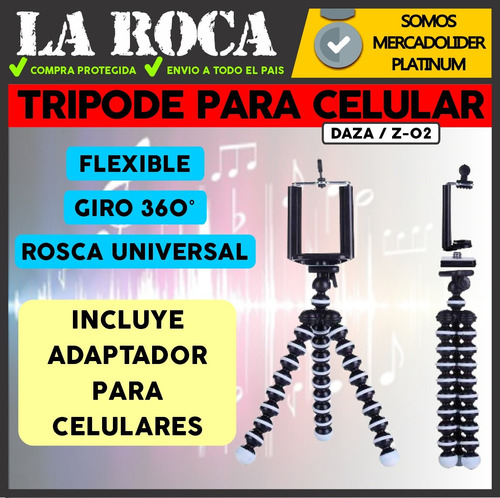 Imagen 3 de 10 de Tripode Celulares Camaras Flexible Pulpo Cabezal Cuotas