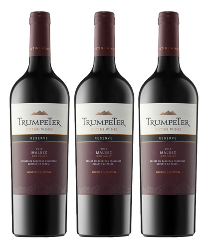 Combo Vino Trumpeter Reserva Malbec X3 750ml Rutini Wines