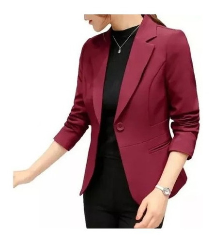 Blazer Mujer Moda Casual Color Sólido Manga Larga A