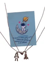 Comprar Collares Acero Con Imán De Corazón Y Dijes Con Temática Amor Astronauta Y Nave Con Imán Con Imán De Corazón