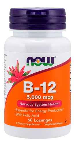 Vitamina B12 5000 Mcg + Acido Fólico 400mcg 60caps Now Foods