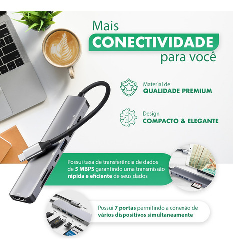 Hub Adaptador Hdmi 4k Tipo C Usb 3.0 Hub Macbook Pro Air