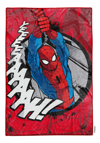 Frazada Piñata Raschel con diseño hombre araña yeah de 220cm x 160cm