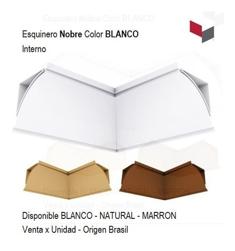 Esquinero Nobre Interno Color Blanco - Revestimiento Pvc 