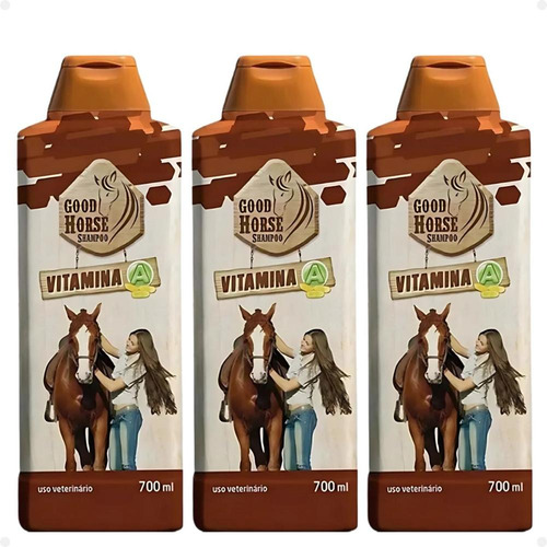 Kit Good Horse: 3 Shampoo De Cavalo Vitamina A 700ml