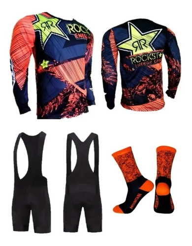 Maillot Jersey Mtb Rockstr+medias+badana Pantaloneta