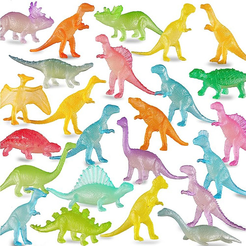 Juego 96 Piezas Mini Dinosaurio Que Brilla En Oscuridad 24 E