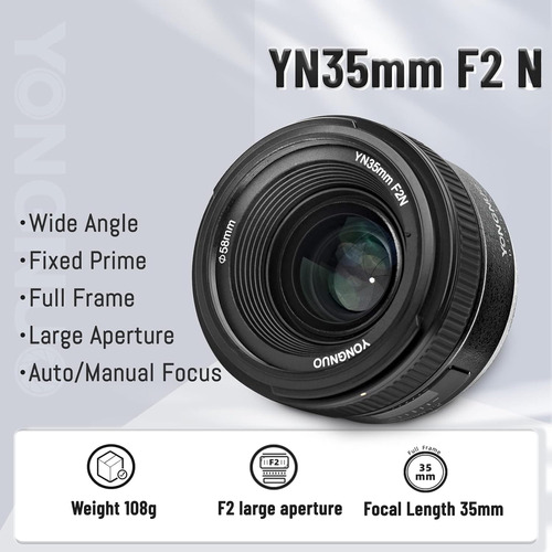 Lente Marca Yongnuo Yn35mm F2 1:2 Para Cámaras Nikon Dslr