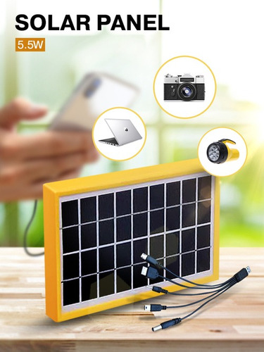 Pane Solar 5.5w 5v 1a 9v 600ma Cargador Celular Usb Multiple