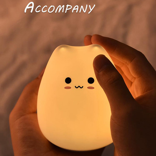 Bonita Luz Nocturna Led Para Gatos, Silicona Que Cambia De C