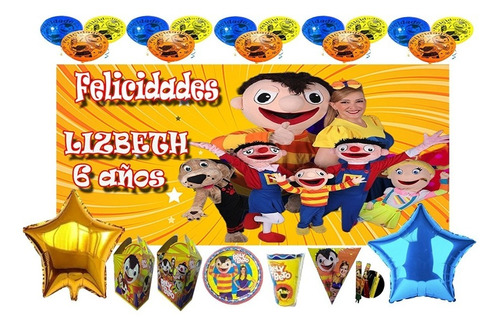 Bely Beto Fiesta 50 Niños Vaso Plato Caja Lona Vela Globos