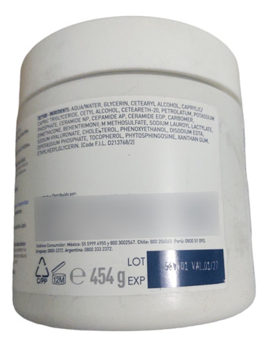 Crema Hidratante Cerave Para Piel Seca A Muy Seca 454g