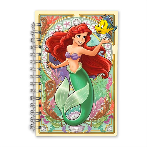 Libreta Media Carta La Sirenita Cuaderno 100 Hojas Espiral