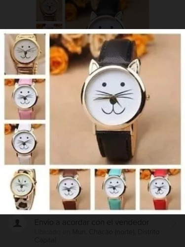 Reloj Juvenil Dama Gatito Geneva, Para Niña O Dama Fashion