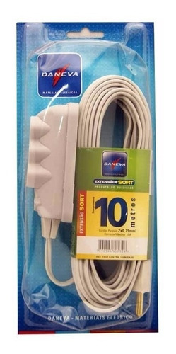 Extensão Elétrica Daneva Sort 10m 10a Ref1532 2p Cor Branco 127V/220V