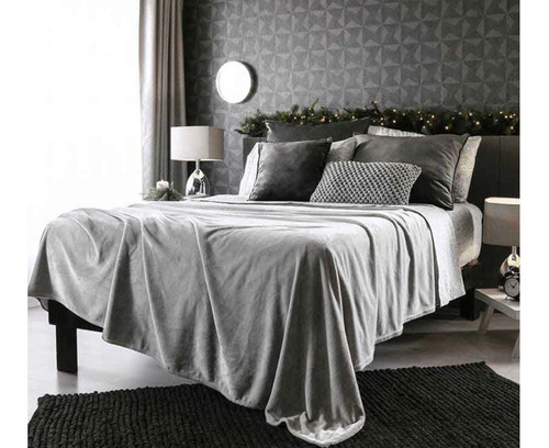 Suave Cobija Frazada Gris Calientita Queen Size 100% Nuevo