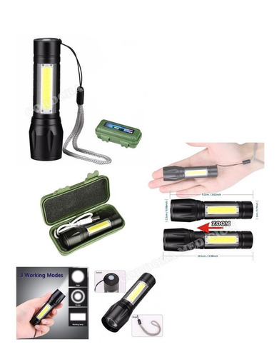 Imagen 6 de 6 de Lampara Linterna Tactica Militar Recargable Luz Led+estuche