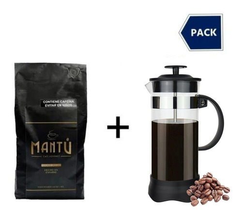 Café Molido Chiapas 1 Kg + Cafetera Prensa Francesa 350m