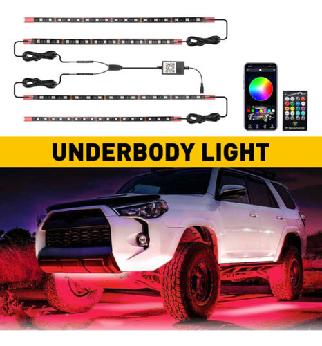 4 Pcs Rgb Under Car Strip Light Kit 210 Led Neon Tube Un Ggg