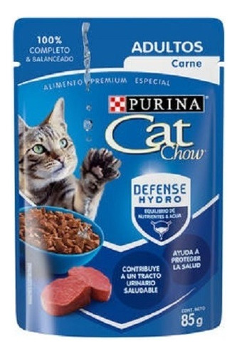 Alimento Cat Chow Gato Adulto Sabor Carne 12 Sobres X 85g