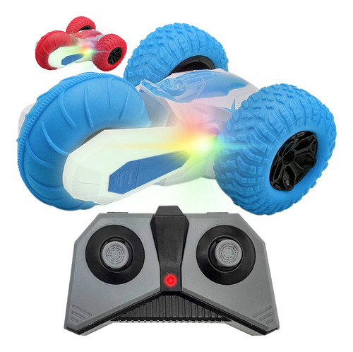 Auto A Radio Control Remoto Recargable Todo Terreno 360 Rgb Color Celeste