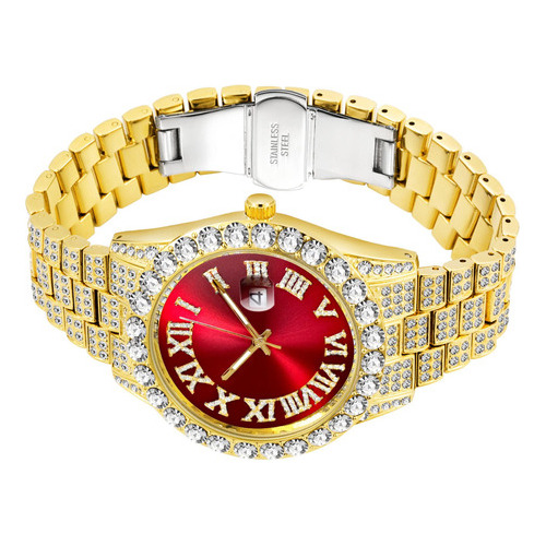 Reloj De Cuarzo Para Hombre Oro 18k Y Diamante Brillante