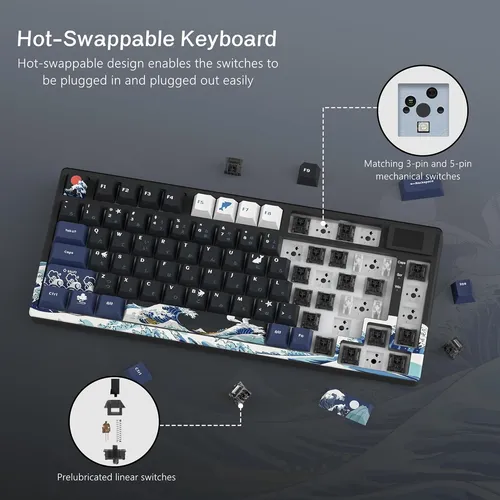 Teclado Mecánico Womier Sk80 Gamer Rgb Hotswap Con Pantalla